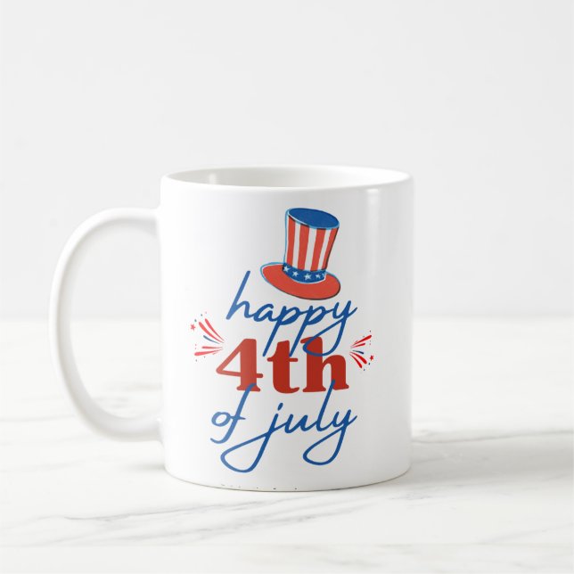 Happy 4th of July Patriotic Coffee Mug  (Left)