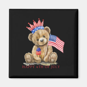 Happy 4th Of July Patriotic Cute Bear Women Girls  Magnet