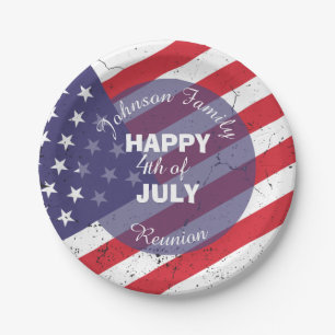 Happy 4th of July Patriotic Family Reunion Paper Plate