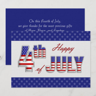 Happy 4th of July. Patriotic Flat Greeting Card