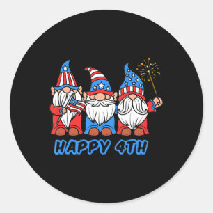 Happy 4th of July Patriotic Pride Gnomes Independe Classic Round Sticker