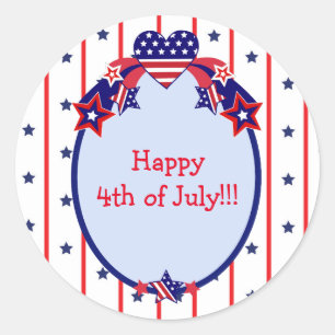 Happy 4th of July Patriotic Stars and Stripes Classic Round Sticker
