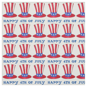 Happy 4th of July Patriotic USA Uncle Sam Tophat Fabric