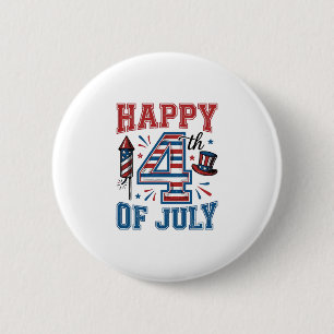 Happy 4th of July Patriotic Vintage Vector Design_ 2 Inch Round Button