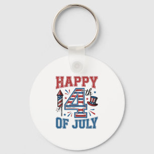 Happy 4th of July Patriotic Vintage Vector Design_ Keychain