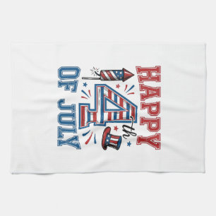 Happy 4th of July Patriotic Vintage Vector Design_ Kitchen Towel
