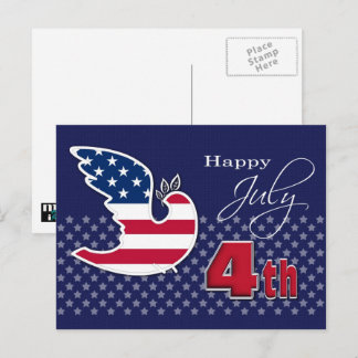 Happy 4th of July. Peace Dove Patriotic Holiday Postcard