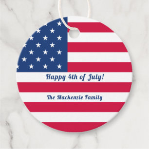 Happy 4th of July Personalized American Flag Favour Tags