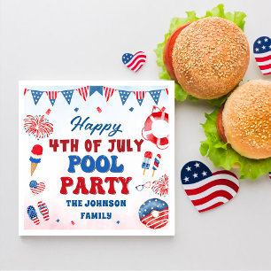 Happy 4th of July Pool Party Summer Napkin