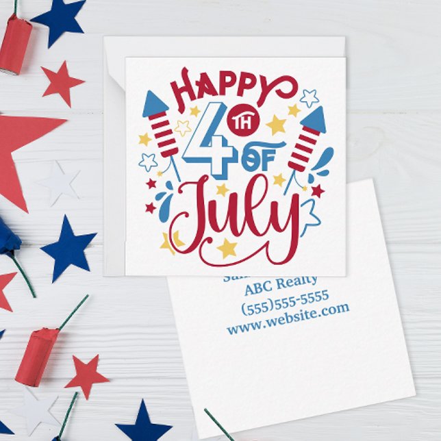 Happy 4th of July Pop By Card (Personalized 4th of July Pop By Card for Real Estate and Small Business)