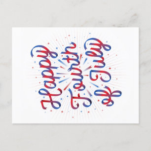 Happy 4th of July Postcard (Red/Blue Gradient)