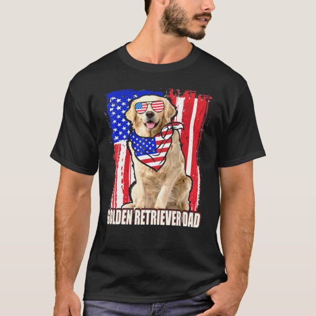 Happy 4th Of July Pride American Flag Golden Retri T-Shirt (Front)