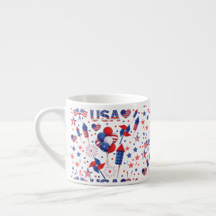 Happy 4th of July Red Blue Cute Party Espresso Cup