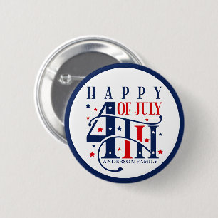 Happy 4th of July Red White and Blue 2 Inch Round Button
