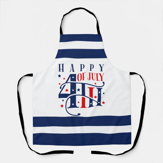 Happy 4th of July Red White and Blue Apron (Front)