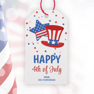 Happy 4th Of July Red White & Blue Party Favor Gift Tags