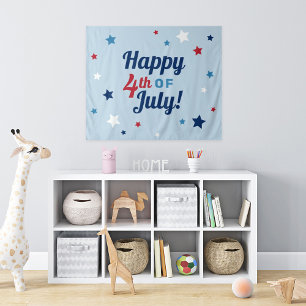 Happy 4th of July Red White Blue Stars Tapestry