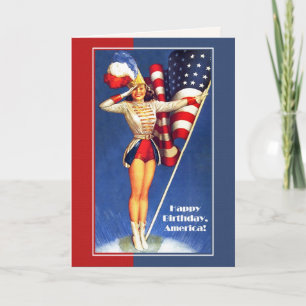 Happy 4th of July. Retro Pin-up  Card