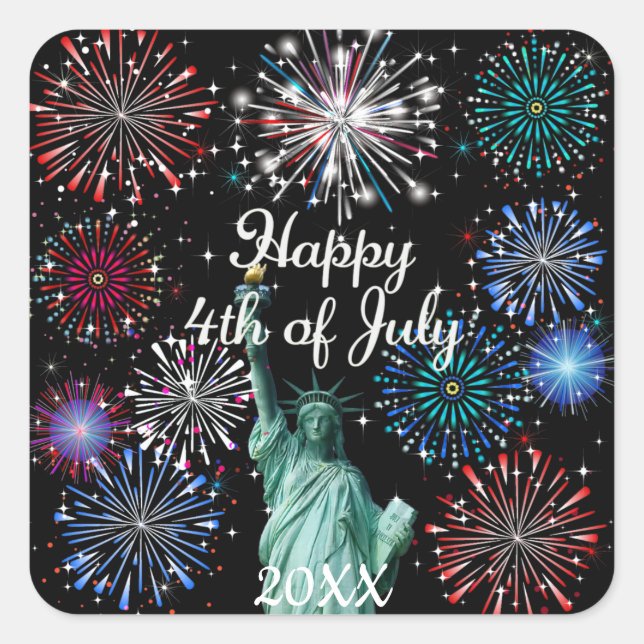 Happy 4th of July Square Sticker (Front)