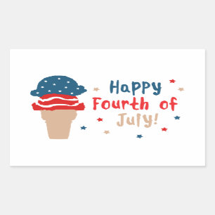 Happy 4th of July Stars and Stripes Ice Cream Sticker