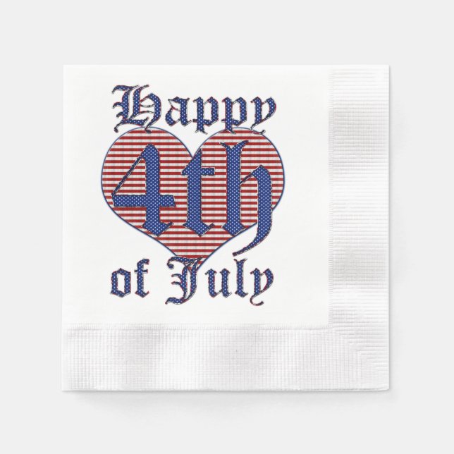 Happy 4th of July Stars and Stripes Typography Nap Napkin (Front)