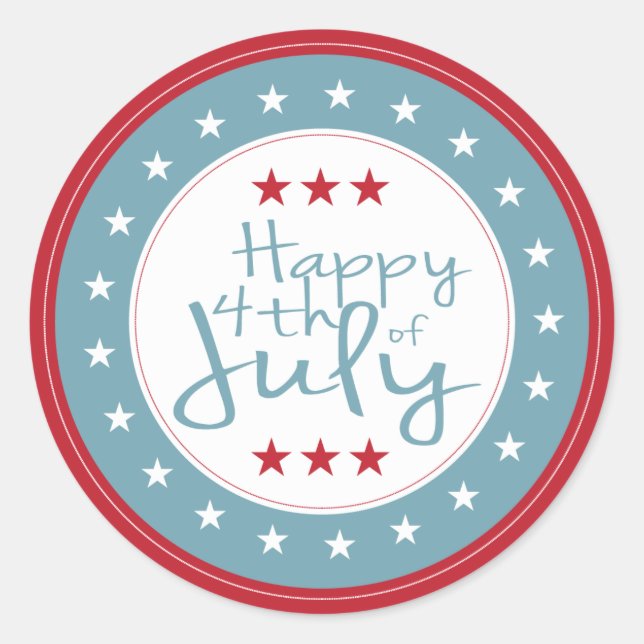 Happy 4th of July Stars Stickers (Front)