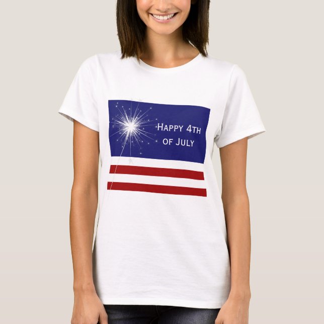 Happy 4th of July T-shirt with Sparkler (Front)