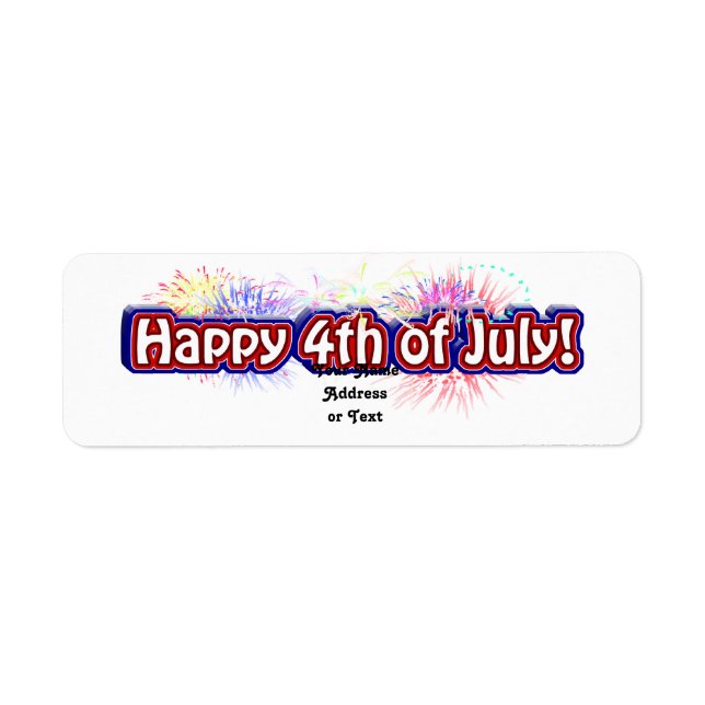 Happy 4th of July Text Design w/Fireworks (Front)
