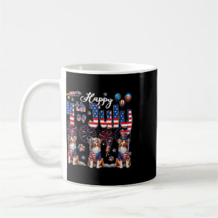 Happy 4th Of July Three Cute Australian Shepherds  Coffee Mug
