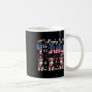 Happy 4th Of July Three Cute Australian Shepherds  Coffee Mug