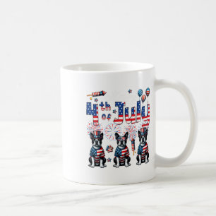 Happy 4th Of July Three Cute Boston Terriers Sungl Coffee Mug
