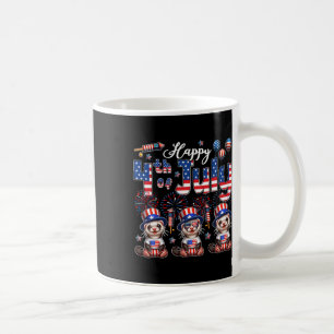 Happy 4th Of July Three Cute Ferrets Sungles Flag  Coffee Mug