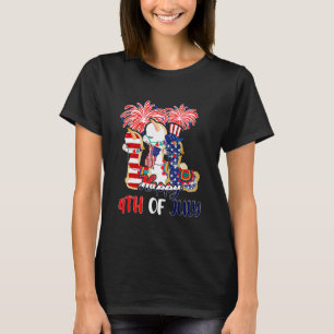 Happy 4th Of July Three Llamas American Flag Firew T-Shirt