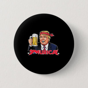 Happy 4th Of July Trump American Flag Merica Trump 2 Inch Round Button