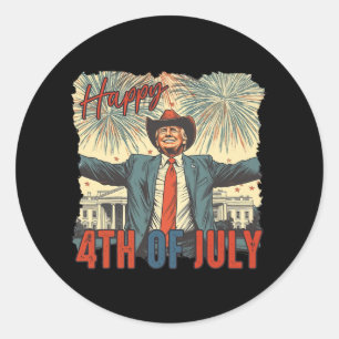 Happy 4th Of July Trump Independence Day 1 Classic Round Sticker