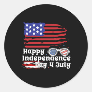 Happy 4th Of July United States Flag Happy Indepen Classic Round Sticker