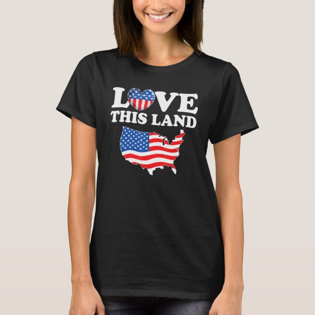 Happy 4th Of July US Flag Patriotic American Map T-Shirt (Front)
