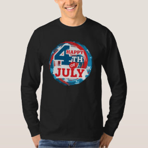 Happy 4th of July - USA flag Colour T-Shirt
