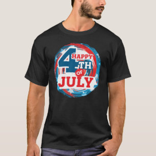 Happy 4th of July - USA flag Colour T-Shirt