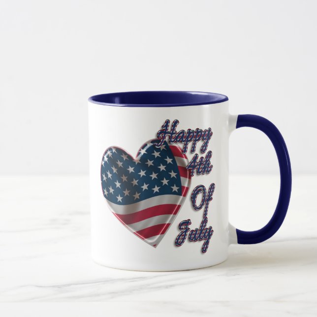 Happy 4th of July USA Flag Heart Mug (Right)