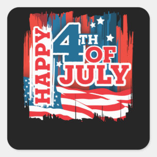 Happy 4th of July - USA flag Square Sticker