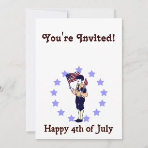 Happy 4th of July Vintage Art Invitation Template