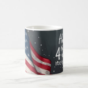 Happy 4th of July Vintage Flag Illustration Art Magic Mug