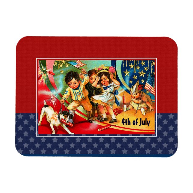 Happy 4th of July. Vintage Kids  Magnet (Horizontal)