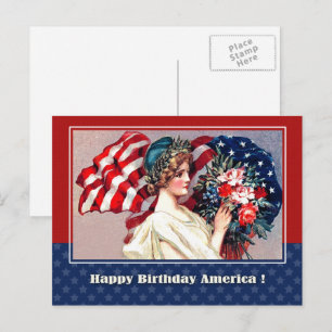 Happy 4th of July. Vintage Patriotic Design Postcard