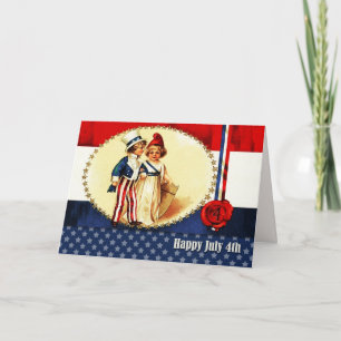 Happy 4th of July. Vintage Patriotic Kids Card