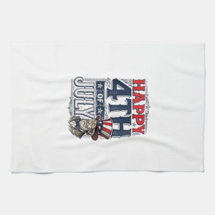 Happy 4th of July Vintage Patriotic Shirt Design_1 Kitchen Towel