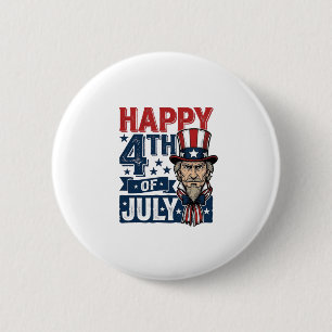 Happy 4th Of July Vintage Patriotic Uncle Shirt_1 2 Inch Round Button