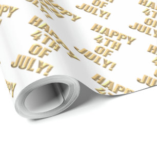 Happy 4th Of July white glossy wrapping paper