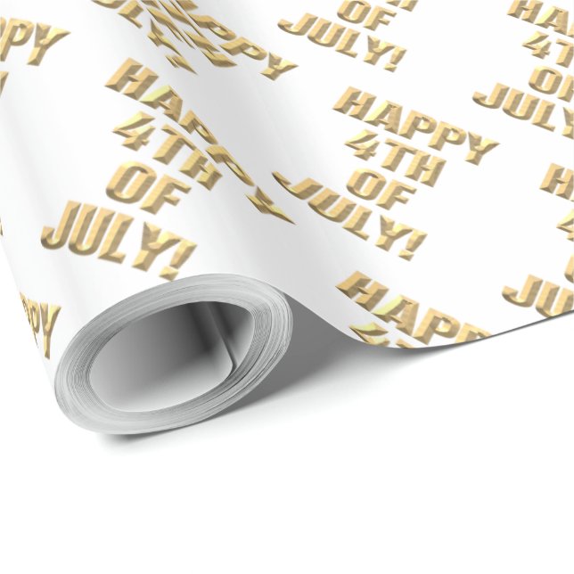 Happy 4th Of July white glossy wrapping paper (Roll Corner)